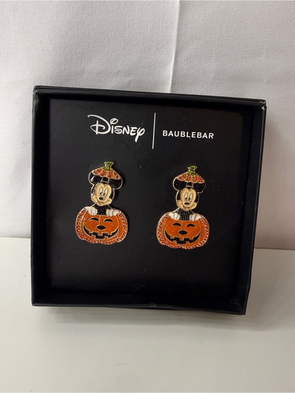 Disney x BaubleBar Halloween Mickey Mouse Pumpkin Earrings NIB